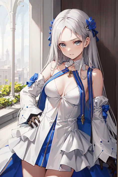 <lora:outfit-archetype_earthv2-pynoise:1> outfit-archetype,, ultra detailed, masterpiece, best quality, aesthetic, detailed,, serious, 1girl, (white eyes:1.1), (grey eyes:1.3), white hair, very long hair, parted hair, parted bangs, <lora:parted_hair_v1.3:1...