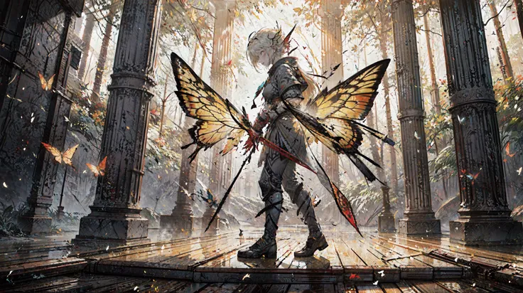 {bright},dappled sunlight,luminous,butterfly,fire,
great perspective,(red:1.66),(yellow:1.17),(blue:0.93),final fantasy, soft,cinematic lighting,depth of field,
SFW, (masterpiece:1,2), best quality, highres, original, extremely detailed wallpaper, perfect ...