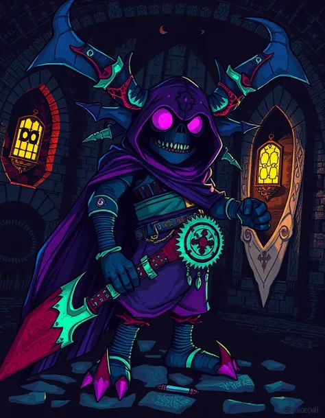 Glitchcore Art Style, retro game art pixel-art, full body character portrait in a medieval setting.
A Creepkin, small creatures that resemble shadows. They thrive in dimly lit places, silently observing and occasionally lending a helping hand.
dynamic, dra...