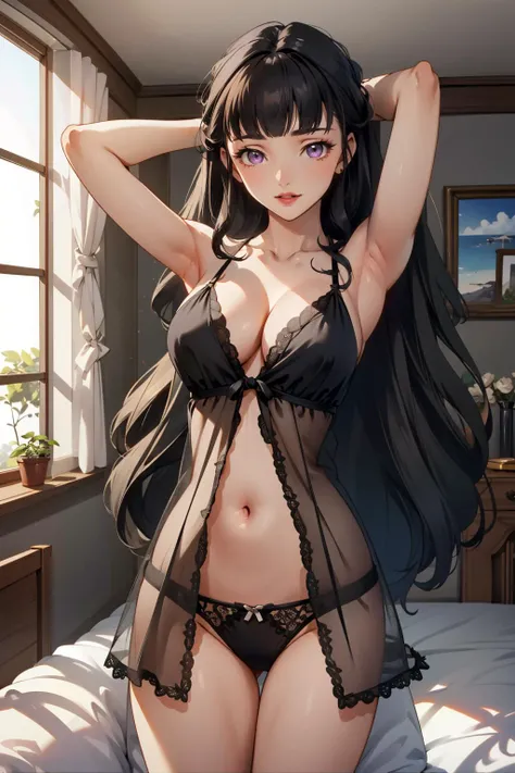 nsfw (masterpiece, best quality, extremely detailed CG, absurdres, official art, beautiful and aesthetic, 4K, 8K:1.2) 1girl, solo, mature female, MILF, Marianne_Vi_Britannia, black hair, blunt bangs, long hair, purple eyes, lipstick, makeup, large breasts,...