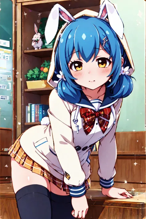 <lora:Kunieda-Shiho-2-10:0.8> (kuniedashiho, low twintails,kuniedashihoalt:1.5),blue hair, hair between eyes, star hair ornament, hairclip, musical note hair ornament, medium hair, yellow eyes,sailor dress, white dress, brown sailor collar, red bowtie, pla...