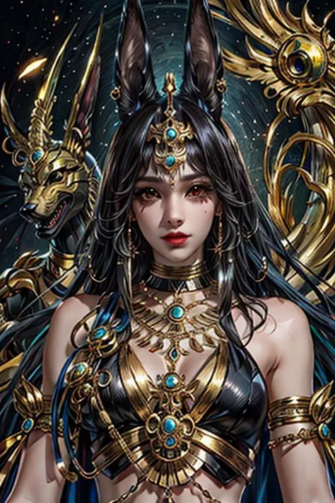 A woman wearing an idol of the god Anubis on her head
, <lora:animetarotV51:0.8>,  <lora:add_detail:0.3>,  <lora:more_details:0.3>, <lora:ARWgodanubis:0.7>, <lora:Egyptgodpunkv.4:0.3>