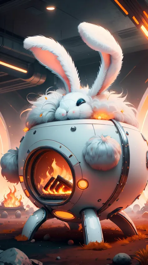 bunnytech Fire pit fluffy scifi <lora:BunnyTech-20:1>