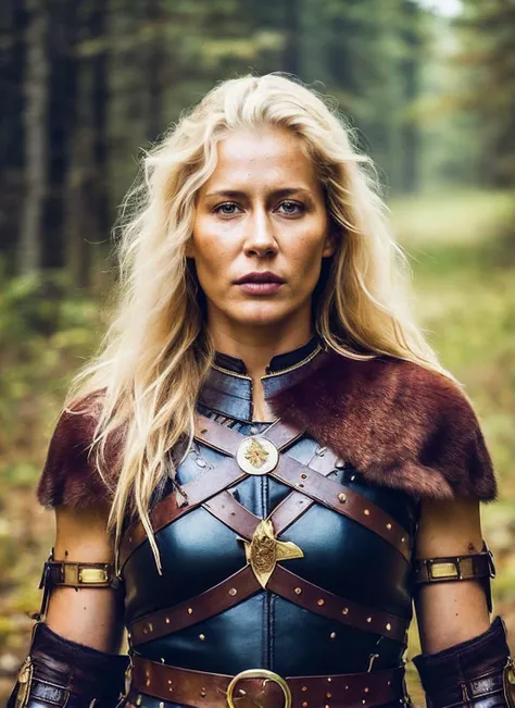 analog style, modelshoot style, A stunning intricate full color portrait of (35 years old sks woman:1) as (viking warrior woman), (barbarian),  epic character composition, by ilya kuvshinov, alessio albi, nina masic, sharp focus, natural lighting, subsurfa...