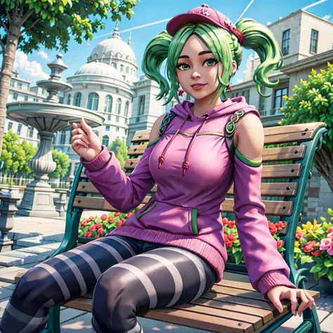 masterpiece, best quality, smiling, ((Zoey)), pink cap, twintails, pink shoulderless hoodie, striped  pants<lora:Zoey-000007:0.5>,  ((torino aqua:1.2)), <lora:torino_aqua_artstyle:1> extremely detailed ,CG ,unity ,2k wallpaper, Amazing, finely detail, mast...