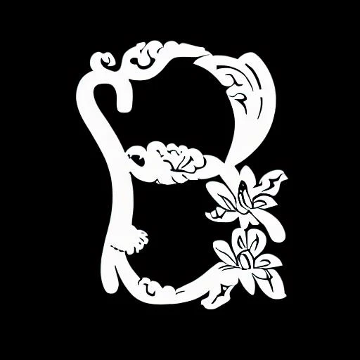 zhuj style, single letter, type design, typography, on a black background, (((flower illustration, 1800s, classical, baroque, highly detailed, intricate design))) <lora:zhuj_typography:1.2>