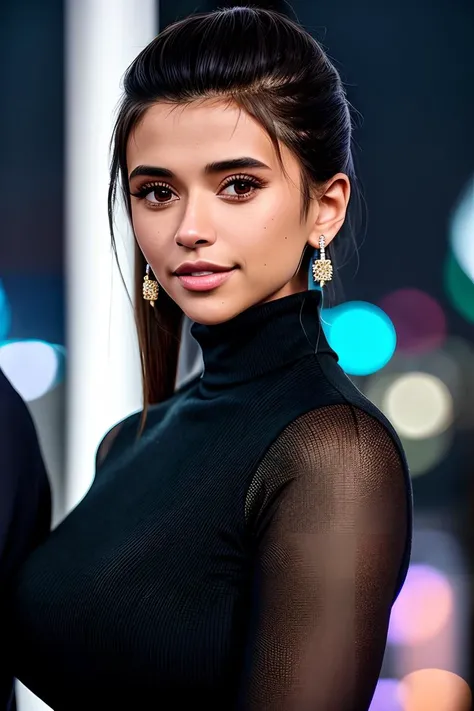 photo of beautiful (cr1styren-210:0.99), a woman as a movie star, (turtleneck top), (long trousers), at a movie premiere gala, dark moody ambience (masterpiece:1.2) (photorealistic:1.2) (bokeh) (best quality) (detailed skin:1.2) (intricate details) (nightt...