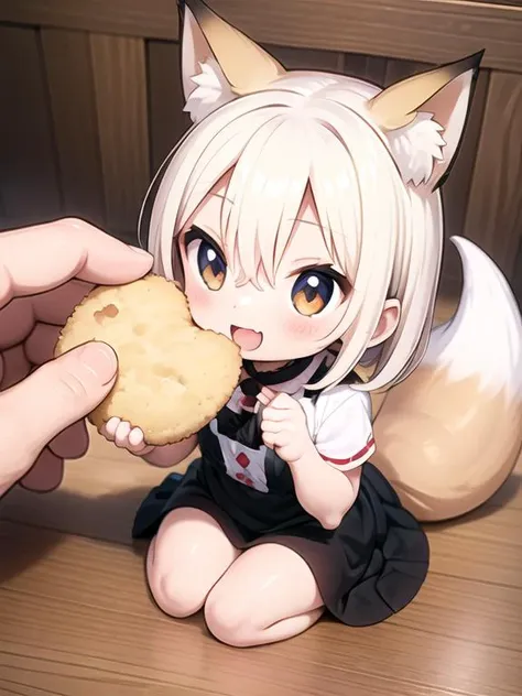 anime character eating a cookie with a cat ears on top