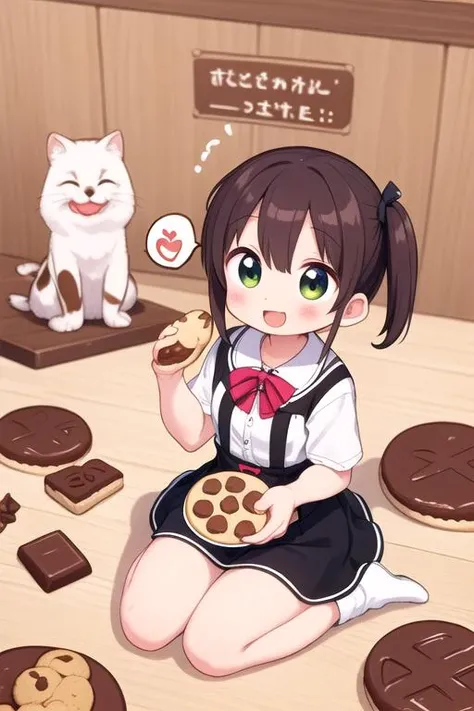 masterpiece, best quality,ultra detail,girl,give food, pinch a cookie, hand from out of screen, smile <lora:give food-001.5:0.7>happy,dish,juice,spoken heart,chocolate