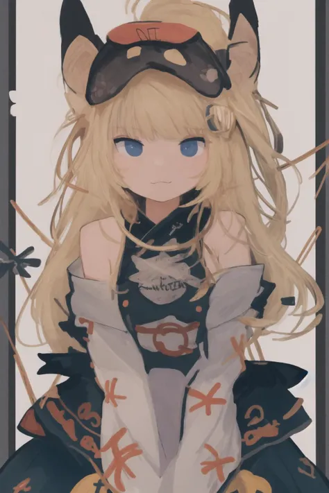 a close up of a person with a cat ears and a dress