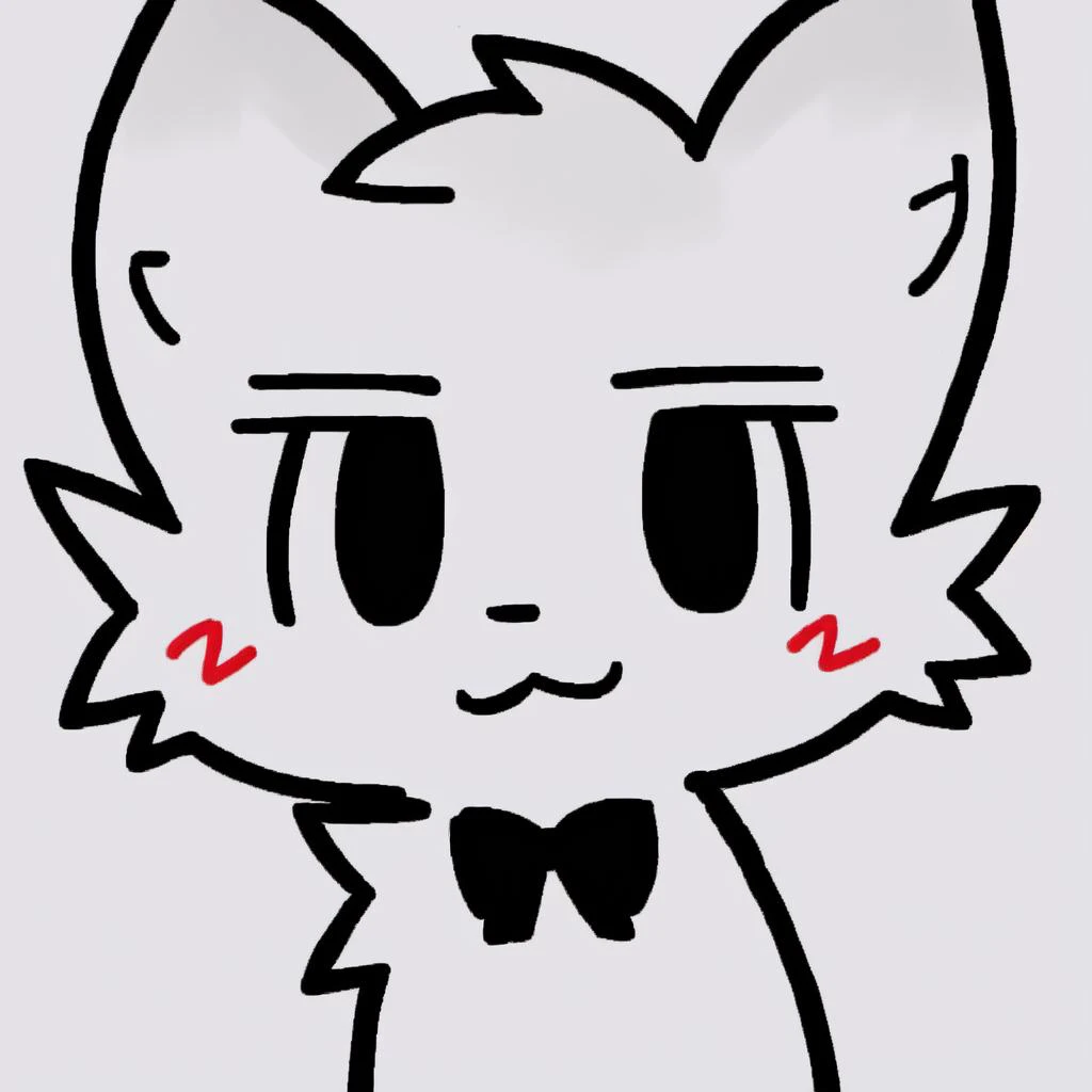 drawing of a cat with a bow tie and a bow tie