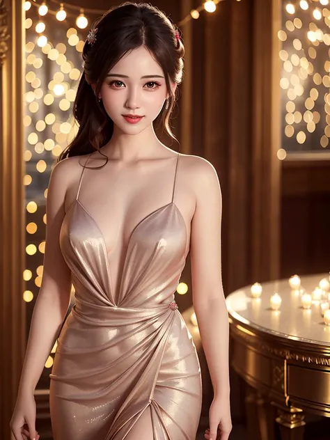(best quality, masterpiece:1.2),ultra detailed,(photo realistic:1.4),solo,cute girl,indoor,Cabaret_Dress, <lora:CabaretDress_v1:0.5>,light_particles, <lora:KiraKiraEffect_v1:0.5>,