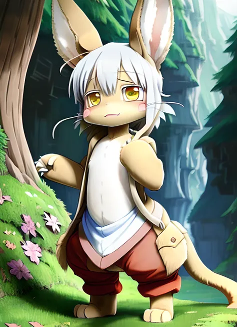 <lora:nanachiFromMadeIn_v10:1>, nanachi, forest, good quality, detailed background, white belly, fluffy