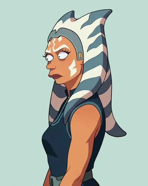 a cartoon character of a woman with a star wars mask