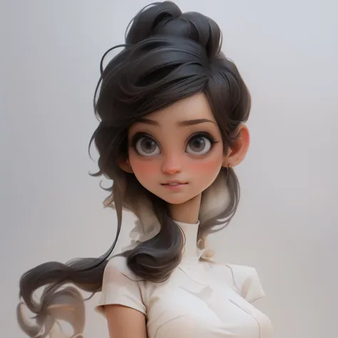 a close up of a doll with a very long hair