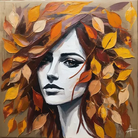 (abstract) sketch of a woman in the fall season, oil on canvas,  jenxcolemn,   <lora:jencoleman_juggerx_xl_1_wocap_merger_23_145...