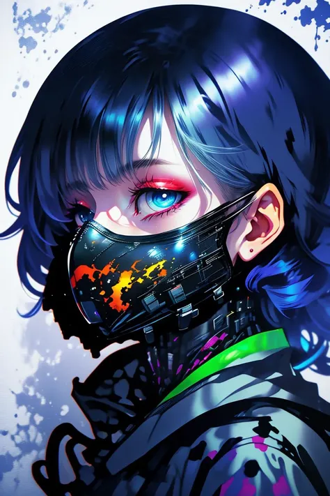 (Imaginative Painting:1.3) of (Cel shading:1.3) a photo of a woman, <lora:girl_with_mask_lora013:1> mask, mouth mask,(Technicolor:1.3), <lora:LCM_LoRA_Weights_SD15:1>