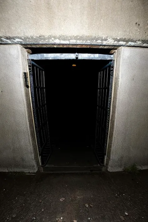 doorway leading to a dark room with a door open