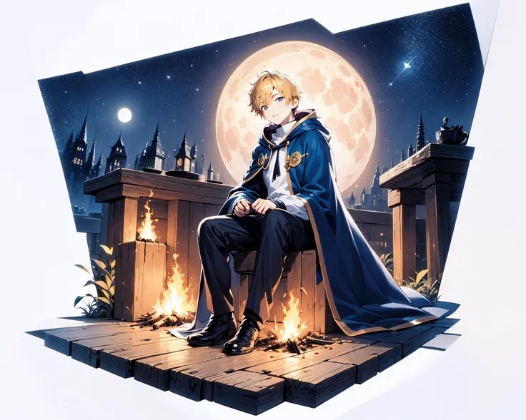 [(white background:1.5),::5]
1boy, mid shot, full body, blonde hair,blue eyes,Linen Hooded Cape, blue dress bonfire,sitting under the broken wall, sky, detailed moon, light particles, butterflies, night, starry sky, <lora:lihui4JXK-b2-bf16-128-128-1-re1-ep...