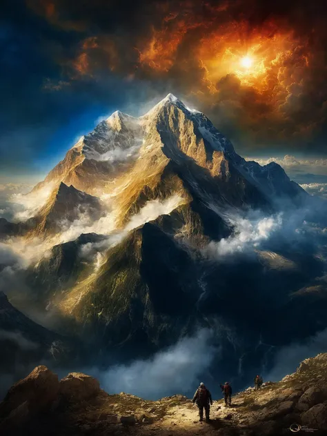 award winning painting of mount olympus in heaven, zavy-rmn, rembrandt style,