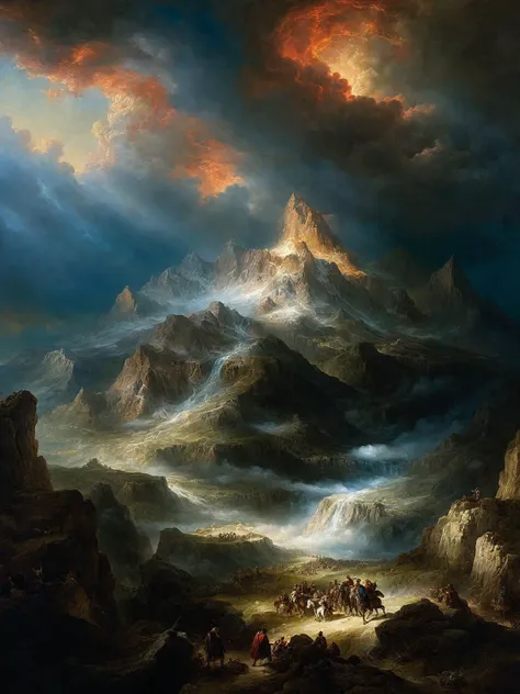 award winning painting of mount olympus in heaven, zavy-rmn, rembrandt style,