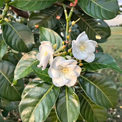 there is a white flower that is growing on a tree