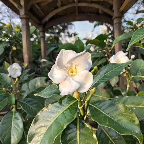 there is a white flower that is growing in the garden