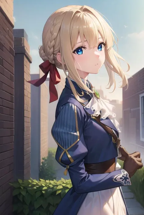 violetevergarden, <lora:violetevergarden-lora-nochekaiser:1>,
violet evergarden, blonde hair, blue eyes, hair ribbon, ribbon, short hair, braids, hair braids, red ribbon,
BREAK blue jacket, brown gloves, cropped jacket, dress, gloves, green brooch, jacket,...