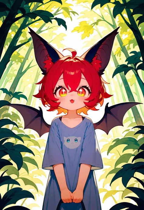 Impressionist painting score_9, score_8_up, score_7_up, super cute, animal black bat with big dreamy round eyes in cute magical forest, bat wings, hyper detailed, (centered), sunshine, zPDXL, <lora:add-detail-xl:1> . Loose brushwork, vibrant color, light a...