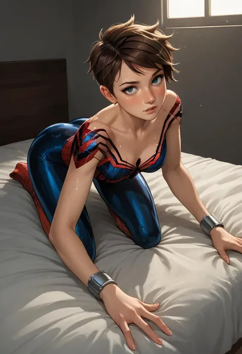 score_9, score_8_up, score_7_up, score_6_up, high resolution, Expressiveh, oil painting of may, beautiful face, superhero, spider web print, multicolored clothes, red and blue costume, medium breasts, curvy figure, wide torso, wide hips, (perfect hands:1.2...