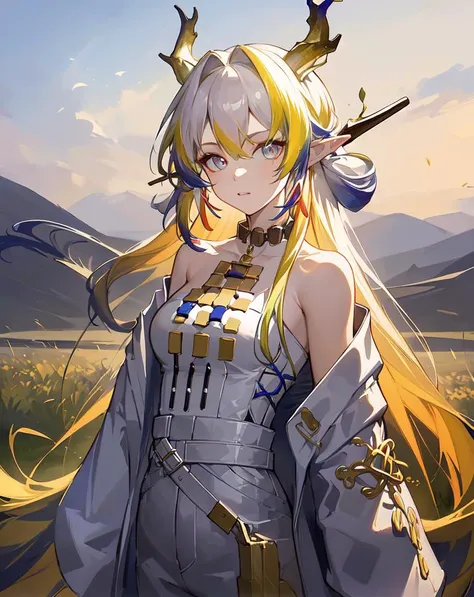 anime girl with long blonde hair and a crown on her head