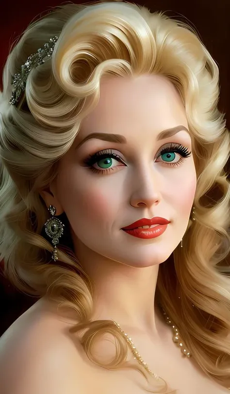 a glamorous and sexy dolly parton in chemisier, beautiful, pearlescent skin, natural beauty, seductive cat like green eyes and pretty face, elegant girl, natural beauty, very detailed face, seductive lady, full body portrait, natural lights, photorealism, ...