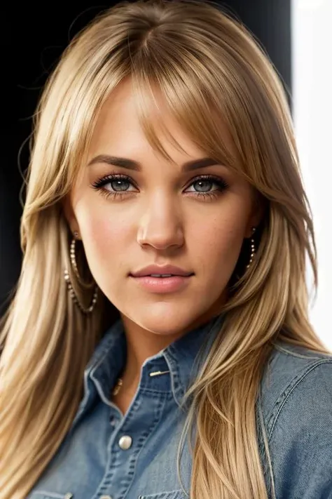 Carrie Underwood ((Wearing a sweater and distressed jeans)), ((at a night club)), model shoot style, extremely intricate, High Detail, Sharp focus, dramatic, soft cinematic light, (looking at viewer), (Real Eyes), (Detailed Eye Corneas) (detailed pupils), ...