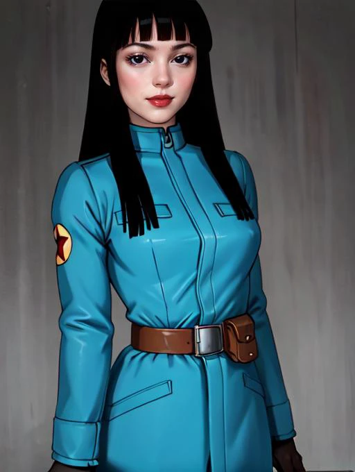 <lora:FutureMai:0.6>,mai,1girl,solo,long hair,black hair,blunt bangs,bangs,gloves,uniform,military uniform,black gloves,hat(mai) BREAK [SEP],
open coat,jacket on shoulders,unbuttoned jacket, collarbone, bare shoulders, revealed cleavage,exposed medium brea...