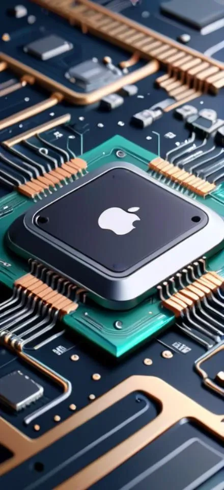 an apple computer chip on top of a computer motherboard