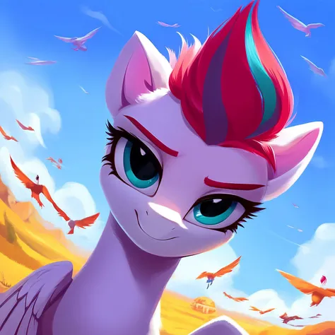 a close up of a cartoon pony with a red hair