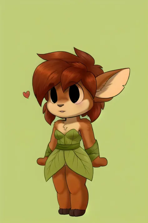 a drawing of a cartoon animal with a green dress and brown ears