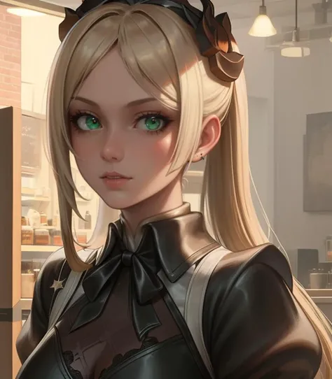 Commander (Nier Automata), Green eyes, (Black maid suit:1.2),
Caffe in the background,
HDR, (highly detailed face and eyes:1.2), Masterpiece, Best quality, intricate, highly detailed, 8k, Trending on artstation,
 <lora:Gabachek_Commander_Nier-01:0.7>