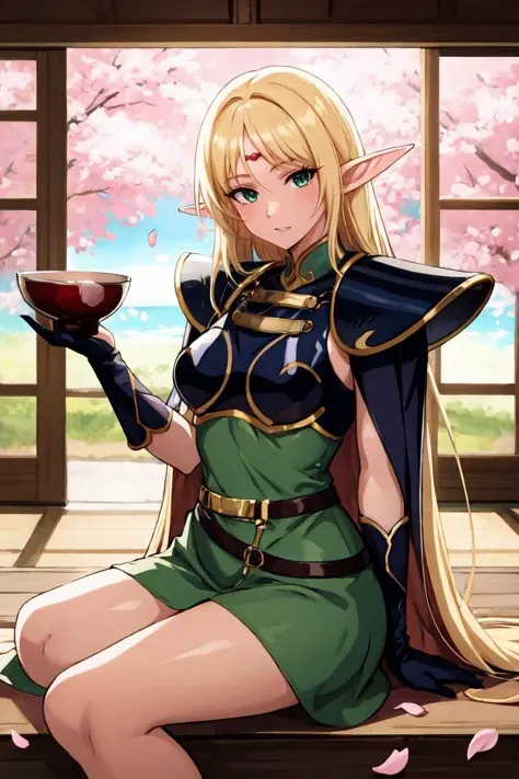 masterpiece, best quality, 1girl, solo, straight-on, looking at viewer, 
ANI_CLASSIC_deedlit_ownwaifu, www.ownwaifu.com,
pointy ears, blonde hair, long hair, elf, circlet, green eyes, long pointy ears, very long hair, breasts, medium breasts, earrings, lip...