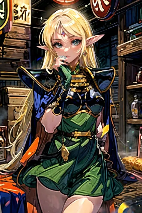 (masterpiece, best quality, extremely detailed:1.5) BREAK 1girl, solo focus, A girl in supermarket gyoza dumplings jiaozi ANI_CLASSIC_deedlit_ownwaifu, www.ownwaifu.com, 
pointy ears, blonde hair, long hair, elf, circlet, green eyes, long pointy ears, very...