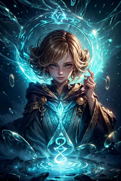 a woman with a magic wand and a glowing orb in her hand