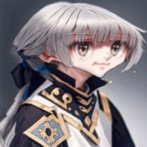 <lora:liquid_distortion2:1> , liquid_distortion,   1boy, armor, bangs, closed mouth, crying, crying with eyes open, grey eyes, grey hair, japanese armor, japanese clothes, light background, long hair, long sleeves, looking at viewer, low ponytail, male foc...