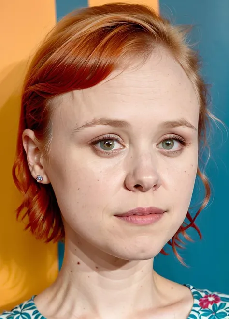 close up portrait of alisonpill-ti , by Flora Borsi, style by Flora Borsi, bold, bright colours, ((Flora Borsi)), by Edward Weston