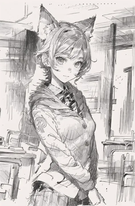 ultra detailed(sketch:1.2),graphite,( monocolour:1.3)
1girl,animal ear,school uniform,classroom
 <lora:ç±³å¤è¯ºå¤«:1.5>