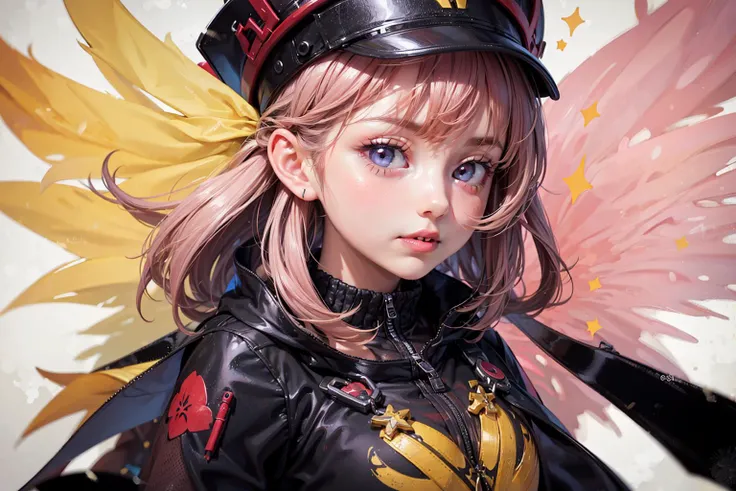 anime girl with wings and a helmet on