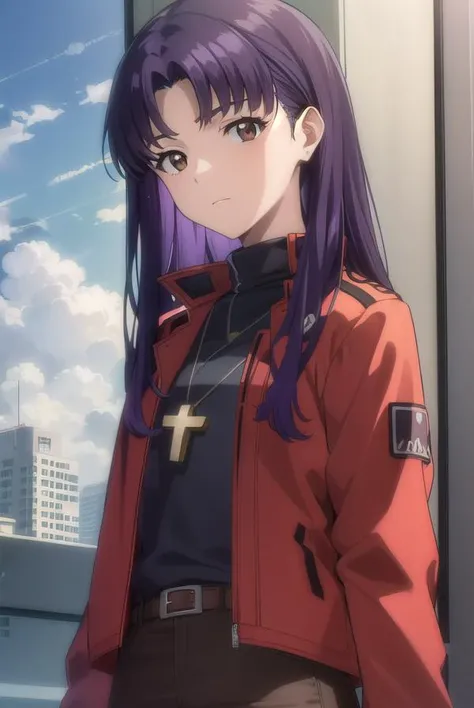 misatokatsuragi, <lora:misato katsuragi rebuild-lora-nochekaiser:1>,
misato katsuragi, long hair, (brown eyes:1.5), (purple hair:1.2), (parted bangs:1.5),
BREAK skirt, jewelry, jacket, belt, necklace, uniform, cross, red jacket, pencil skirt, cross necklac...