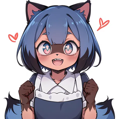 anime girl with blue hair and glasses with a cat ears