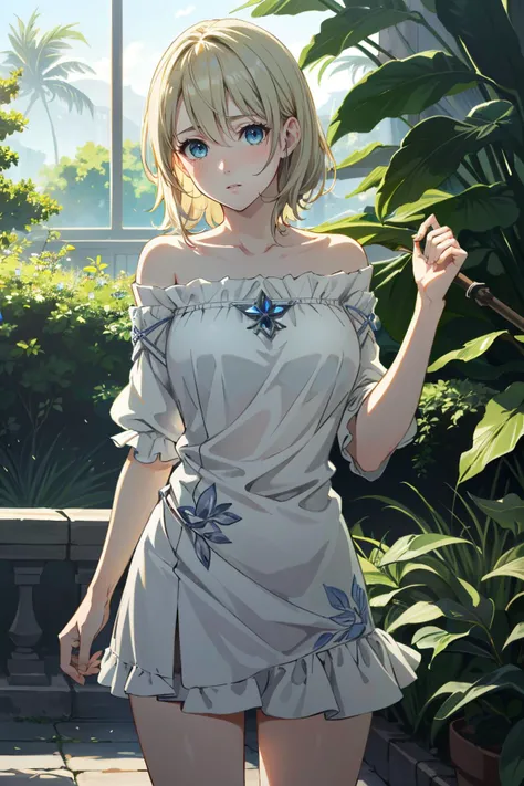 ((ultra detailed, masterpiece, absurdres))
 <lora:HGFiona:0.9>
HGFiona, 1girl, blonde hair, blue eyes, standing , Tropical flower garden in full bloom, detailed petals, dynamic light