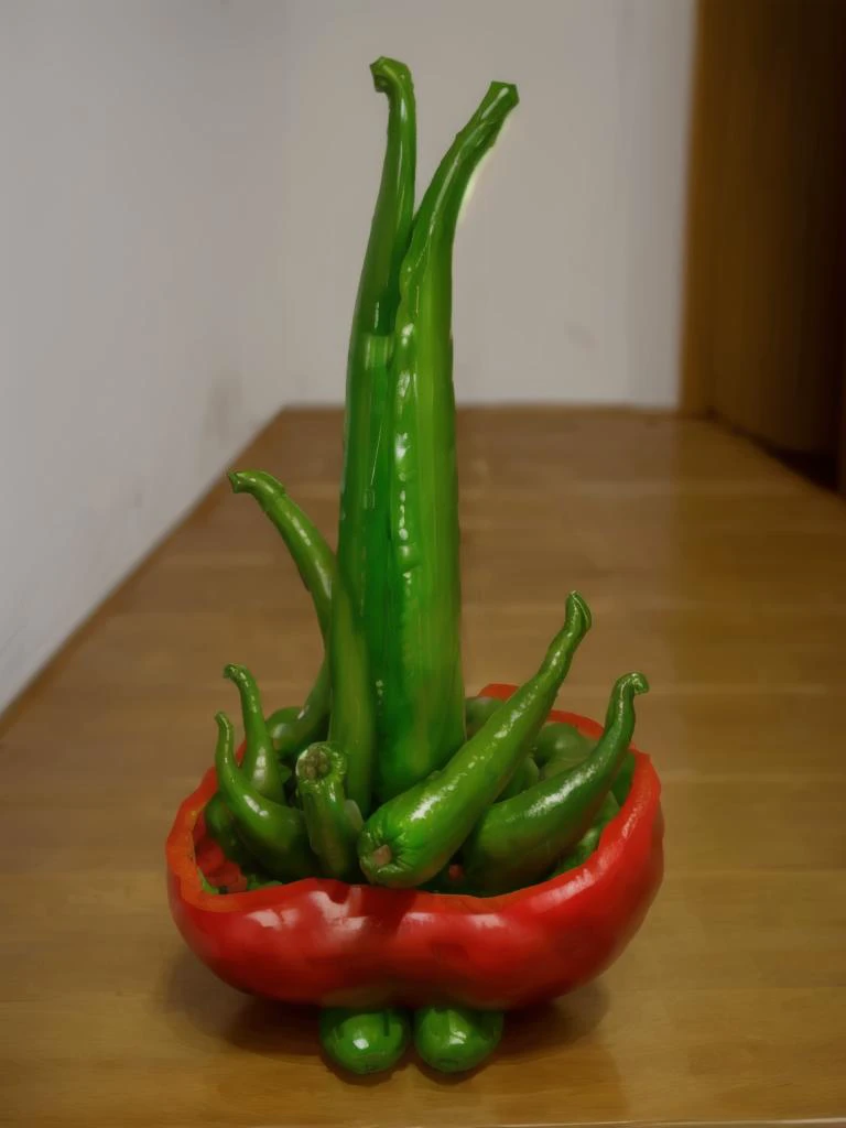 indoor, an Wide Shot of Bell Pepper (vegetable)