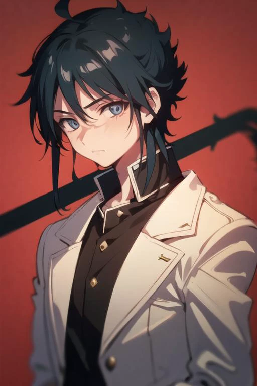 masterpiece, best quality, high quality, 1boy, solo, male focus, looking at viewer, upper body, <lora:hakuryuu_ren:0.66>, hakuryuu_ren, black hair, blue eyes, gakuran